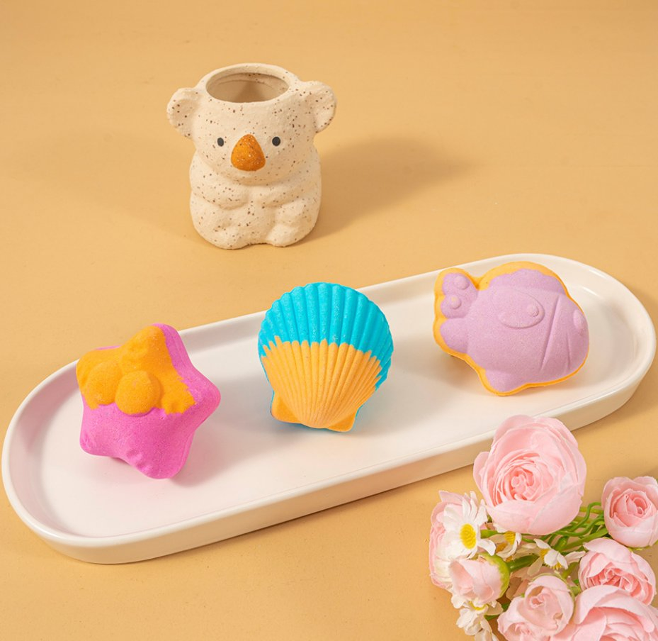 Online Wholesale and Retail Kids Sea Star Shell Fish Shaped Organic Vegan Bath Bombs Set Fizzy Essential Oil Bath Bombs Sea Salt Soap Natural Skincare Bubble
