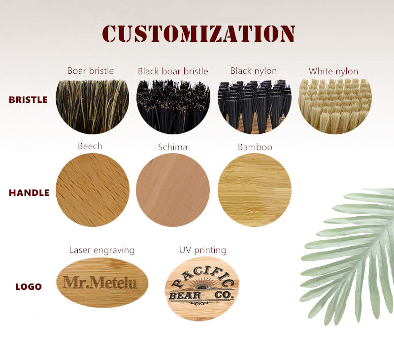 Hair Cutting Duster Wooden Handle Nylon Hair Cleaning Beard Brush with Custom Logo Shaving Neck Cleaning Beard Brush for Men