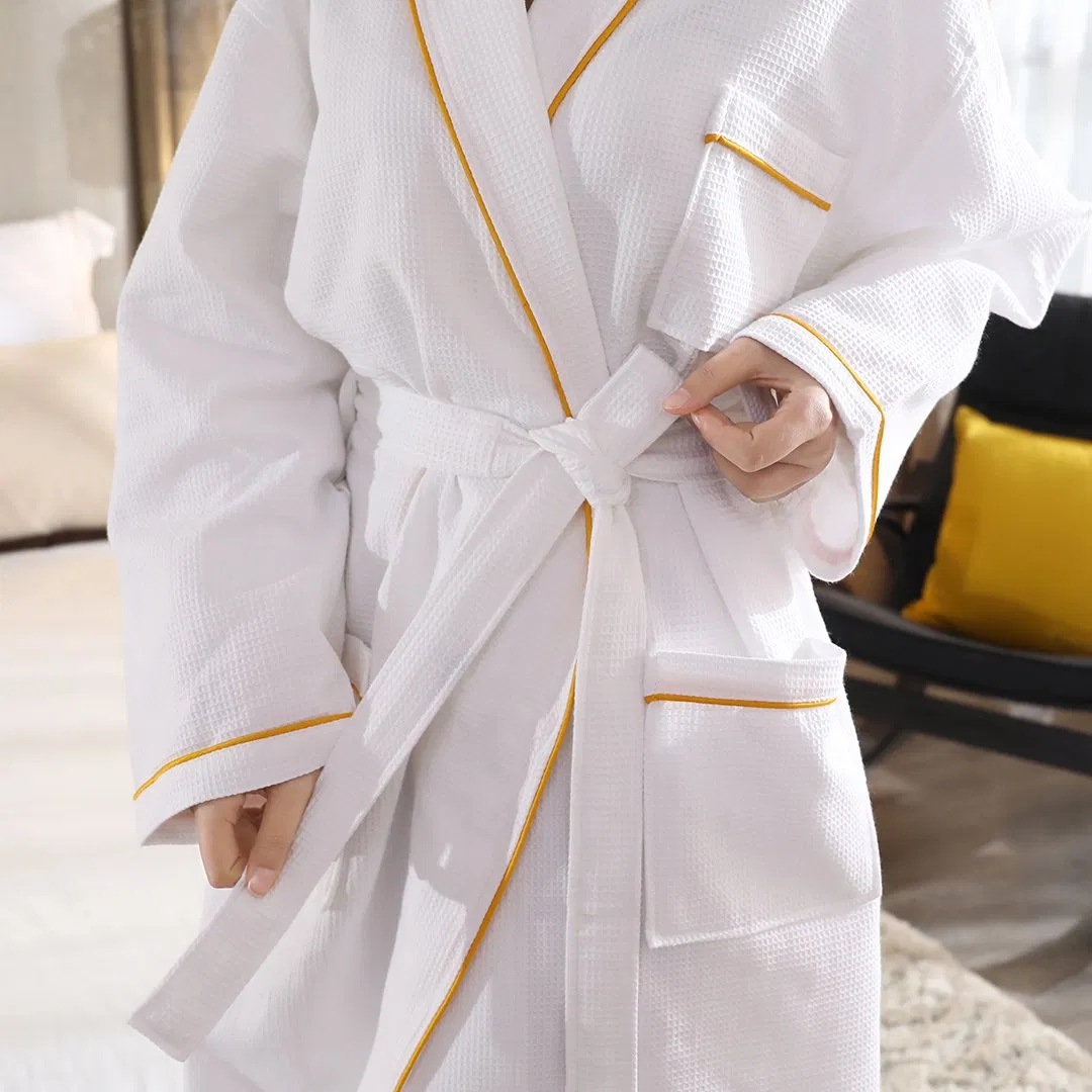 Custom Waffle Bathrobe Luxury Hotel Velvet Bathrobe for Women and Men