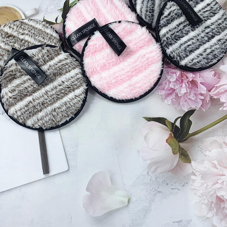 Custom Eye and Lip Makeup Towel Remover Pad Organic Two-Tone Stripes Cotton Resuable Makeup Removal Pads
