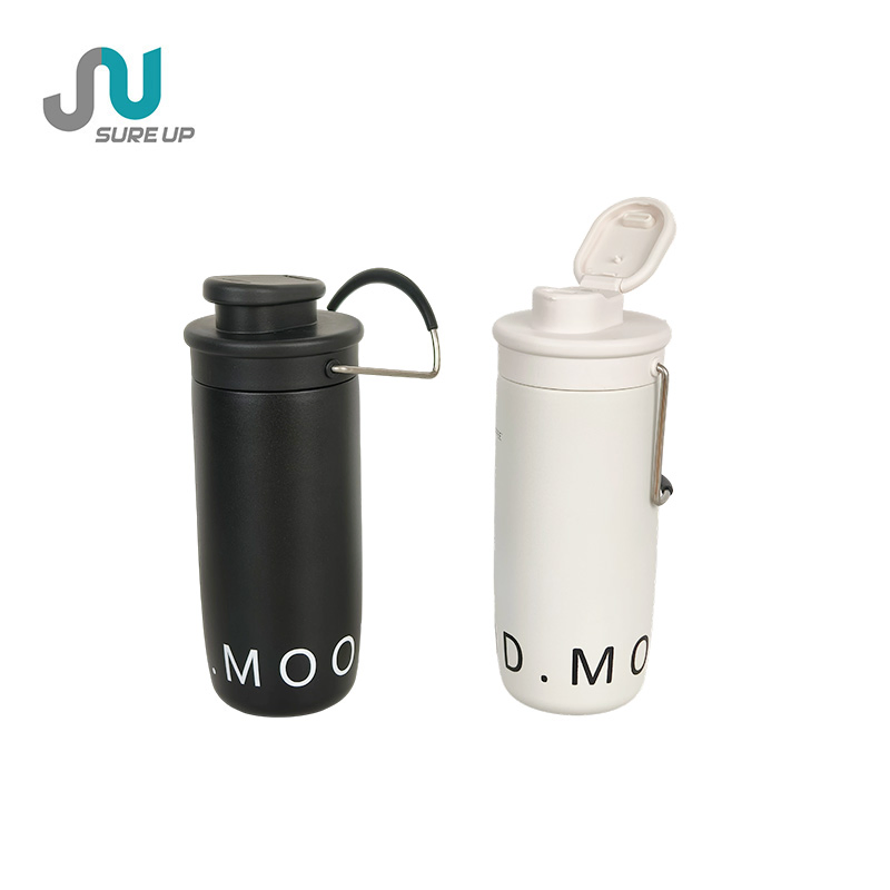 600ml Modern Stainless Steel Double Wall Vacuum Flask with Handle Lid Eco-Friendly Camping Business Gift for Hot/Cold Drinks