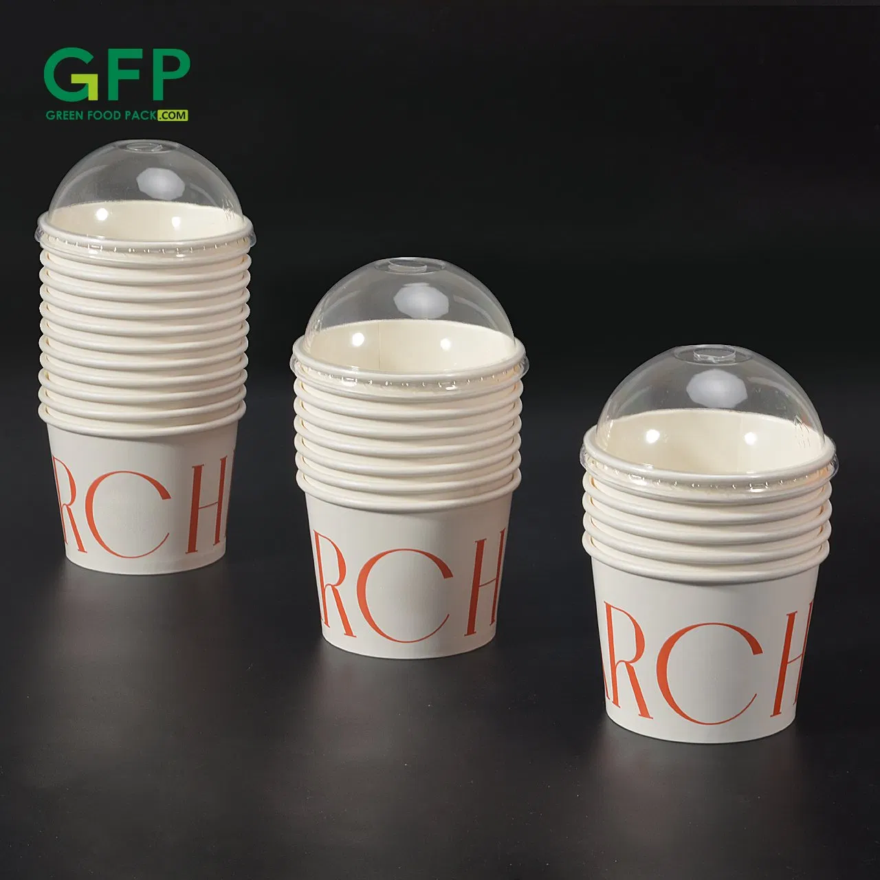 Wholesale Disposable Custom Printed Paper Ice Cream Cup with Plastic Lid