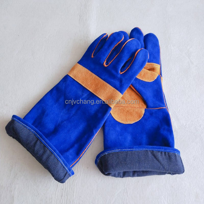 Premium Heat Resistant Cowhide Leather BBQ Mitts with Custom Logo