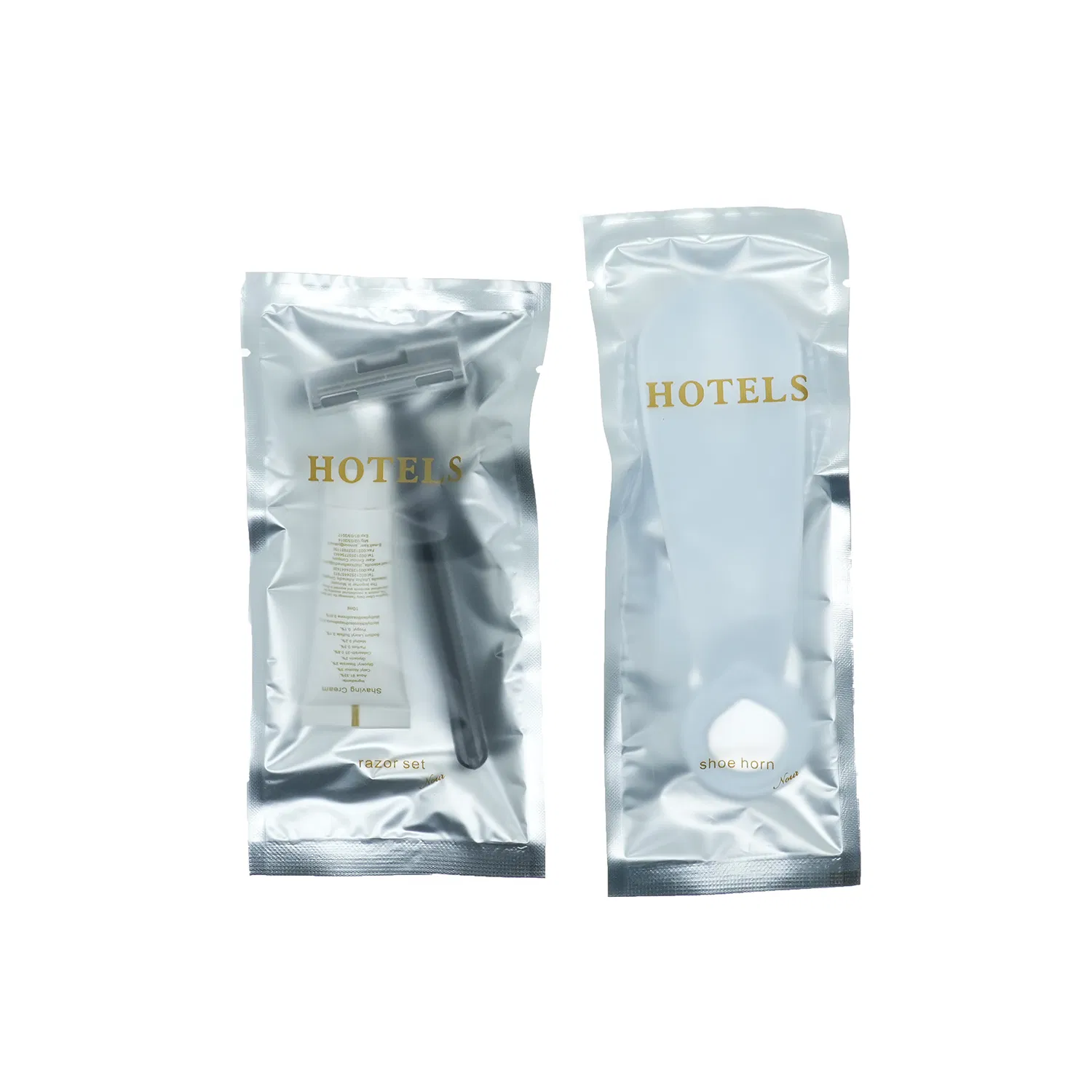 Hotel Amenities Set with Aluminum Foil Bag Wrapper for Guest Room Using