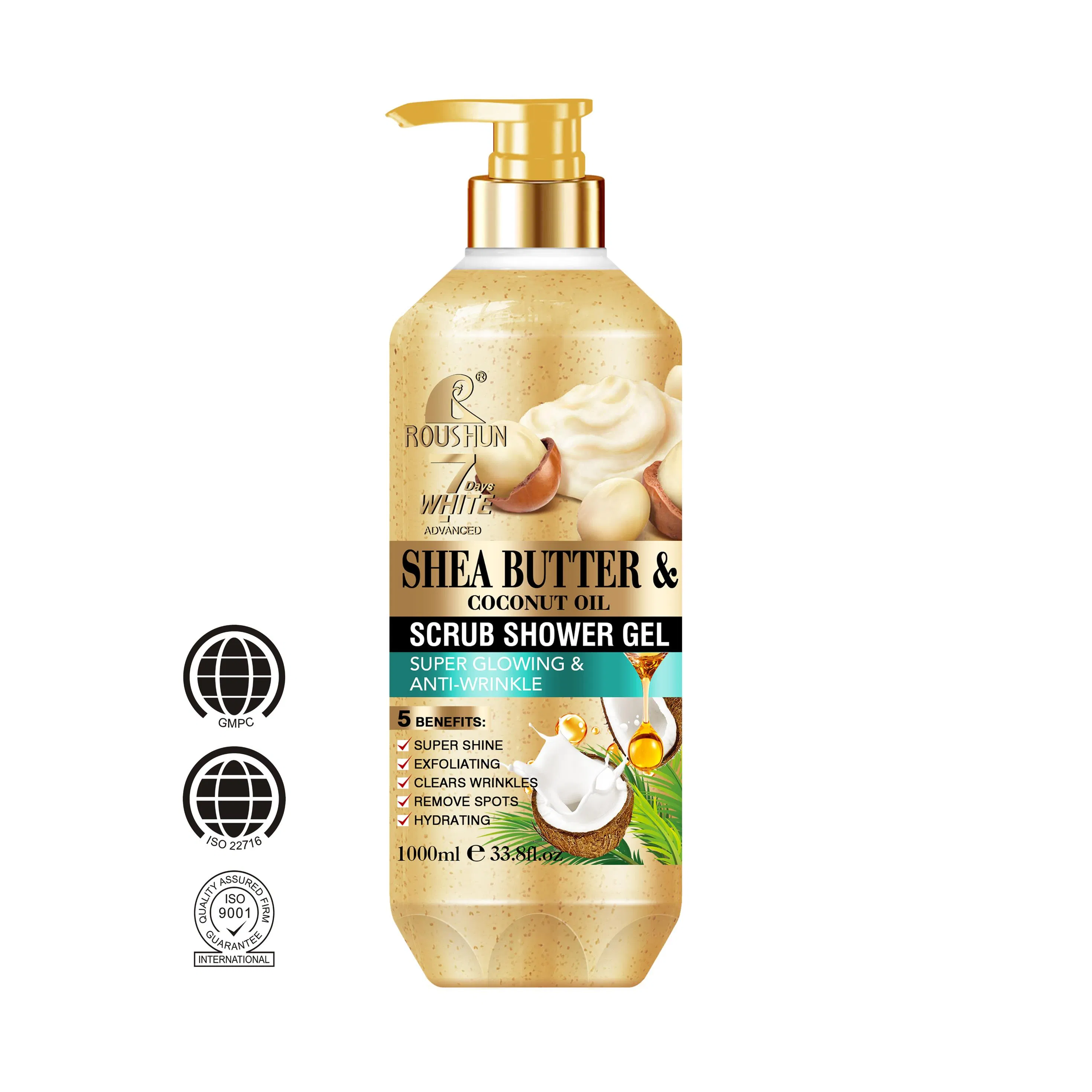 Roushun Shea Butter Nourishing Deep Cleansing Remove Acne Mites Fruity Scented Shower Gel for Smooth Body