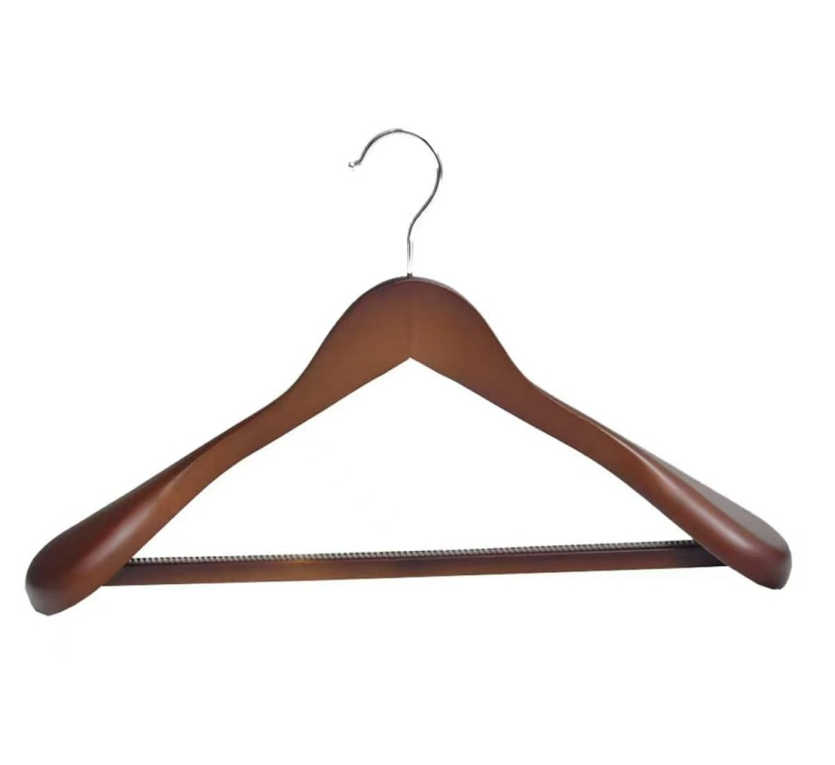 Anti-Theft Fixed Ring Wooden Hangers Without Clips for Home & Hotel Bathroom Clothes