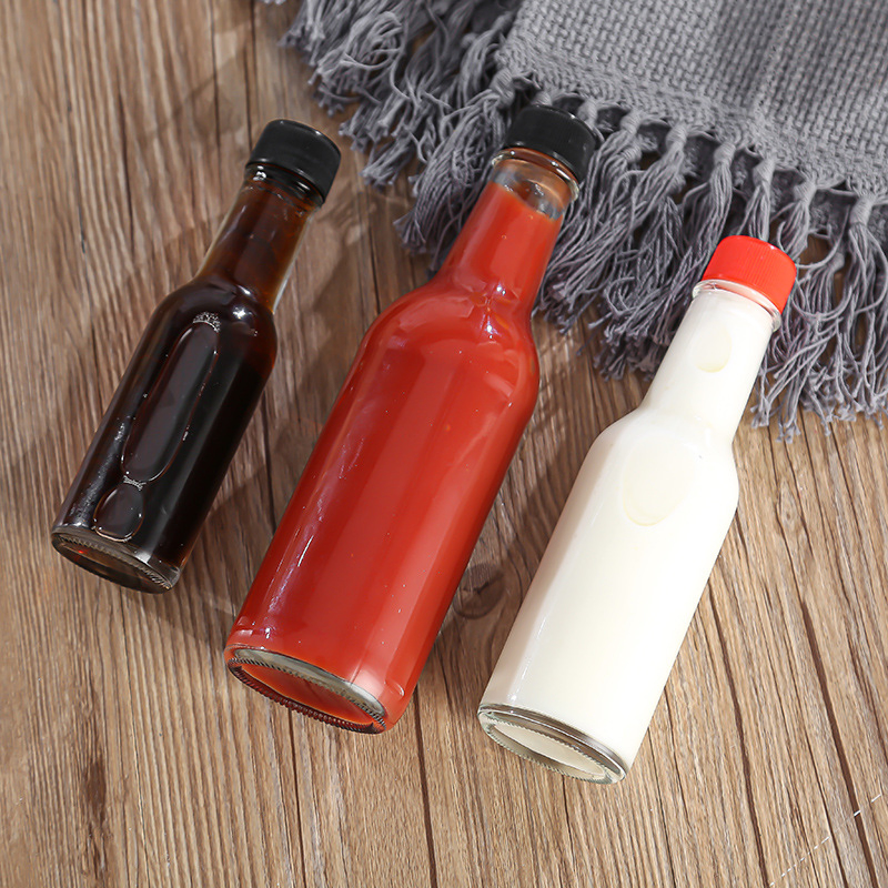 Стеклянные бутылки для соусов с металлической крышкой