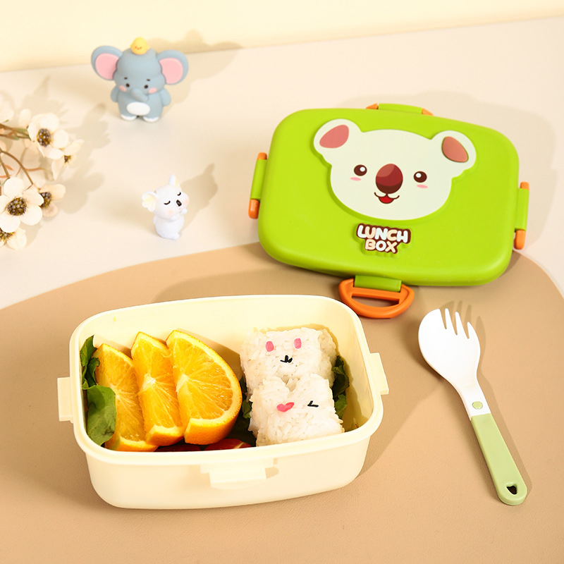 800 Ml BPA Free Square Animal Design Children Plastic Lunch Box Travel Microwave Safe Tiffin Food Storage Box