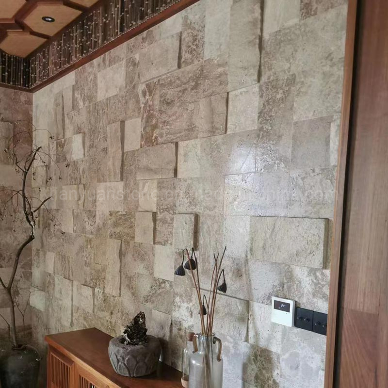 Natural Beige/Yellow/Coffee Travertine Marble Flooring, Fireplace, Travertine