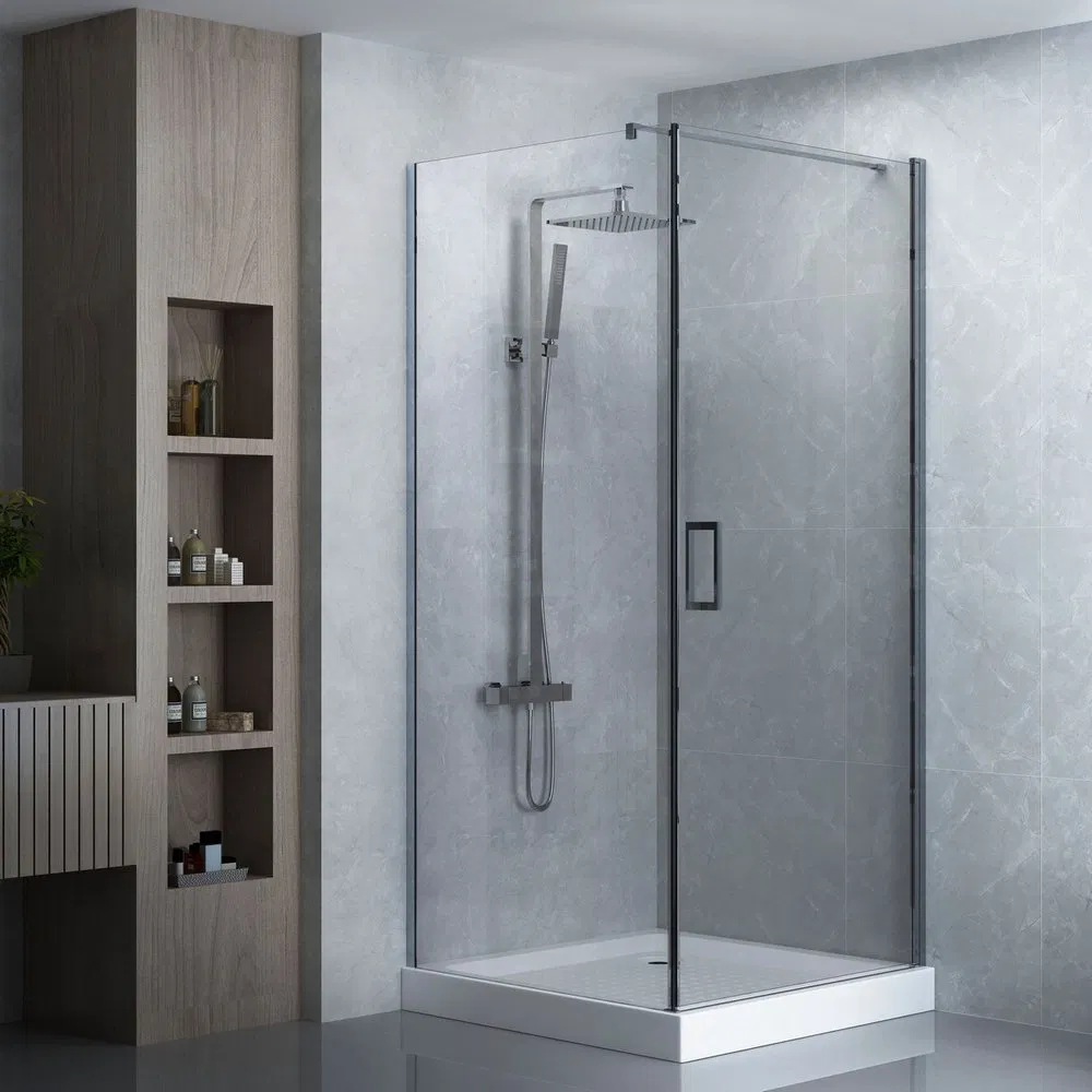 Bathroom Chromed Aluminium Framed Swing Pivot Shower Room Supplier 900X900