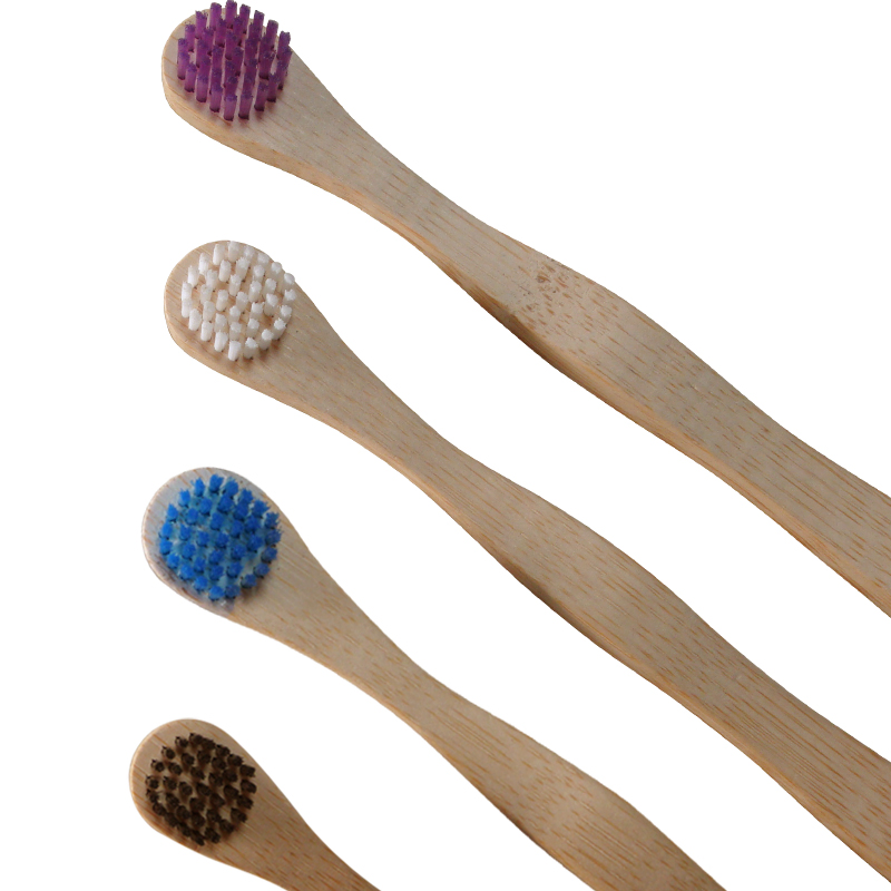Sustainable Natural Bamboo Handle Tongue Cleaner with Soft Nylon Bristles