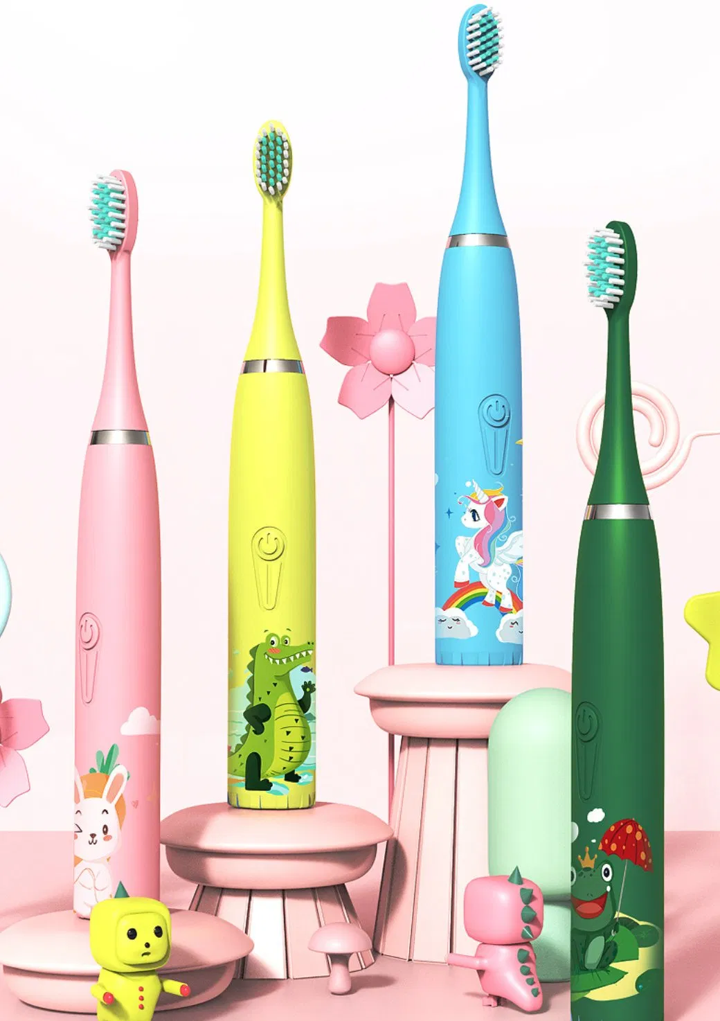 Electric Toothbrush Kids Rotation Vitality Cartoon Soft Bristles Battery Powered Tooth Brush for Children Oral Gum Care