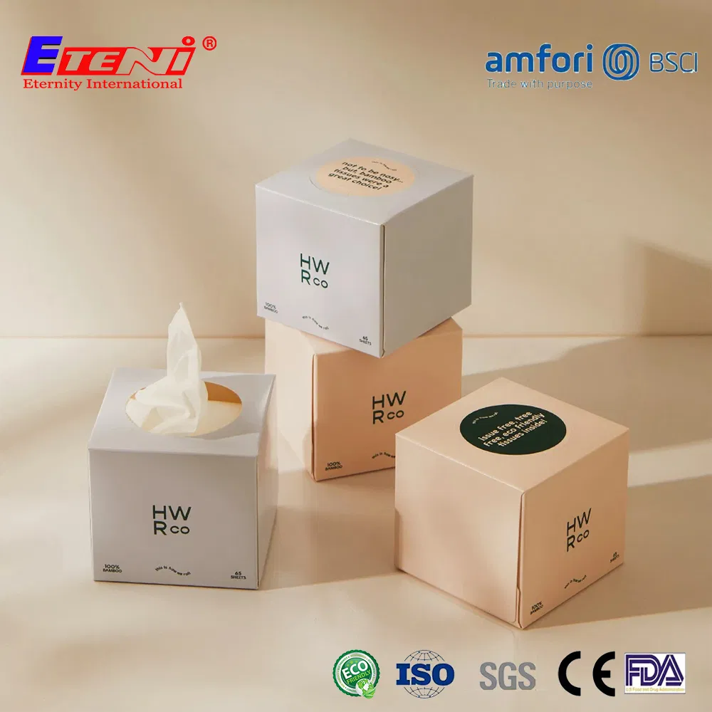 High Quality Box Pulp Soft and White Absorbent Paper Bamboo Facial Tissue