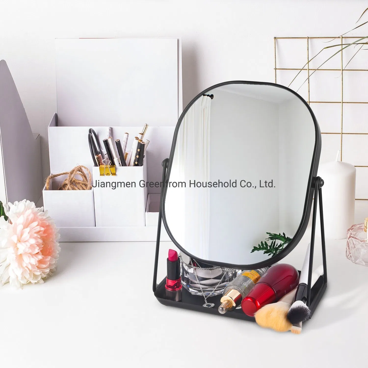 Greenfrom Rectangle Shape Table Mirror with Tray
