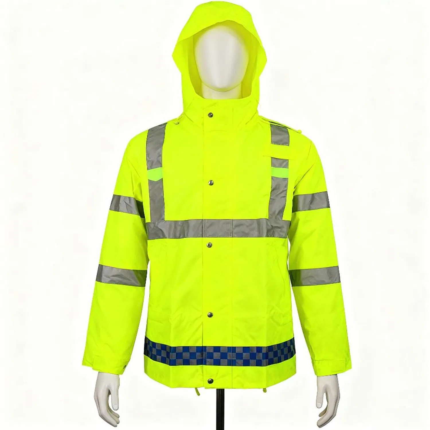 Waterproof High Visibility Reflective Stripe Raincoat 300d Oxford Fabric