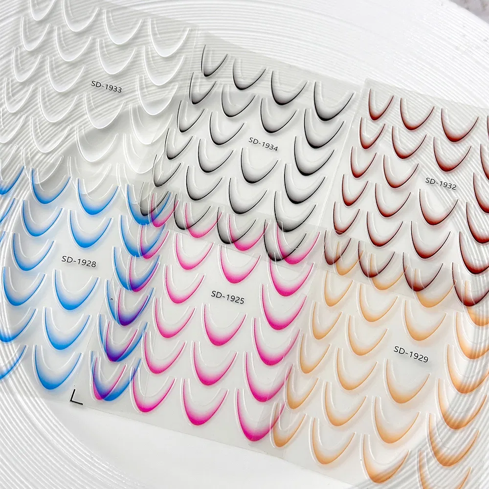 3D French Gradient Change Nail Art Custom Self Adhesive Waterproof DIY Nail Decal Decoration Sticker
