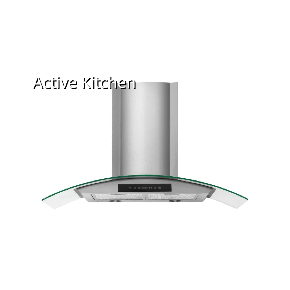 Adjustable Lighting Vent Hood Ductless Range Hood Curved Glass Hood Kitchen Energy Efficiency Range Hoods