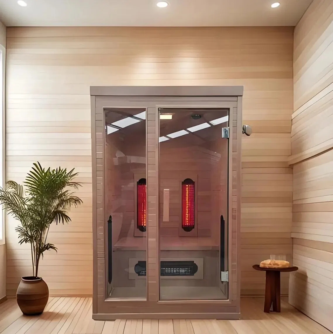 4 Person Family SPA Garden Sauna Cabin Wooden Traditional Wet Steam Outdoor Sauna Room with Shower