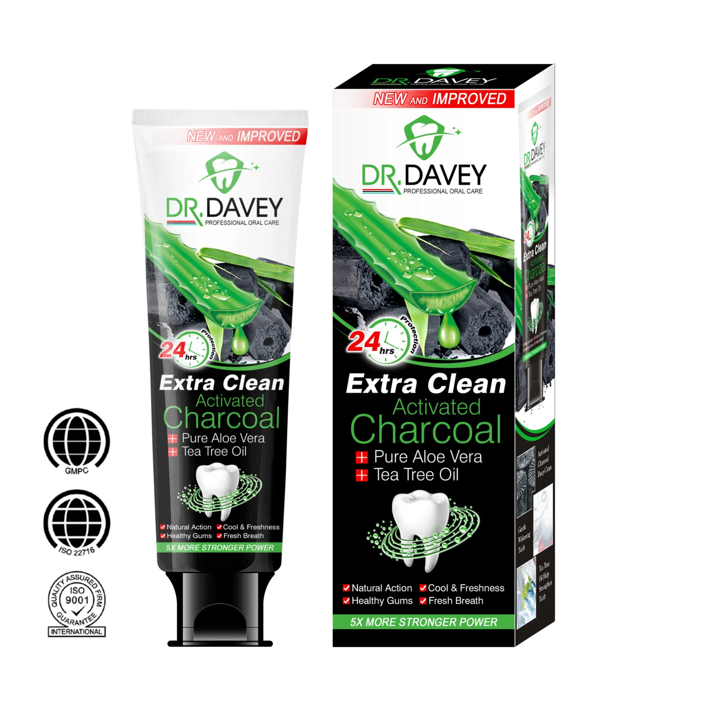 Dr. Davey Extra Clean Healthy Gums, Fresh Breath Activated Charcoal Whitening Toothpaste OEM