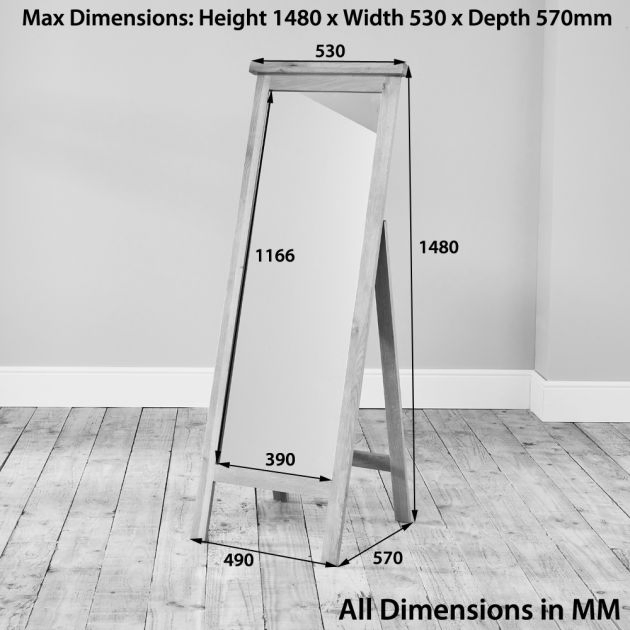 Floor Full Length Rustic Solid Oak Mirror for Living Room Bedroom Dressing Mirrors