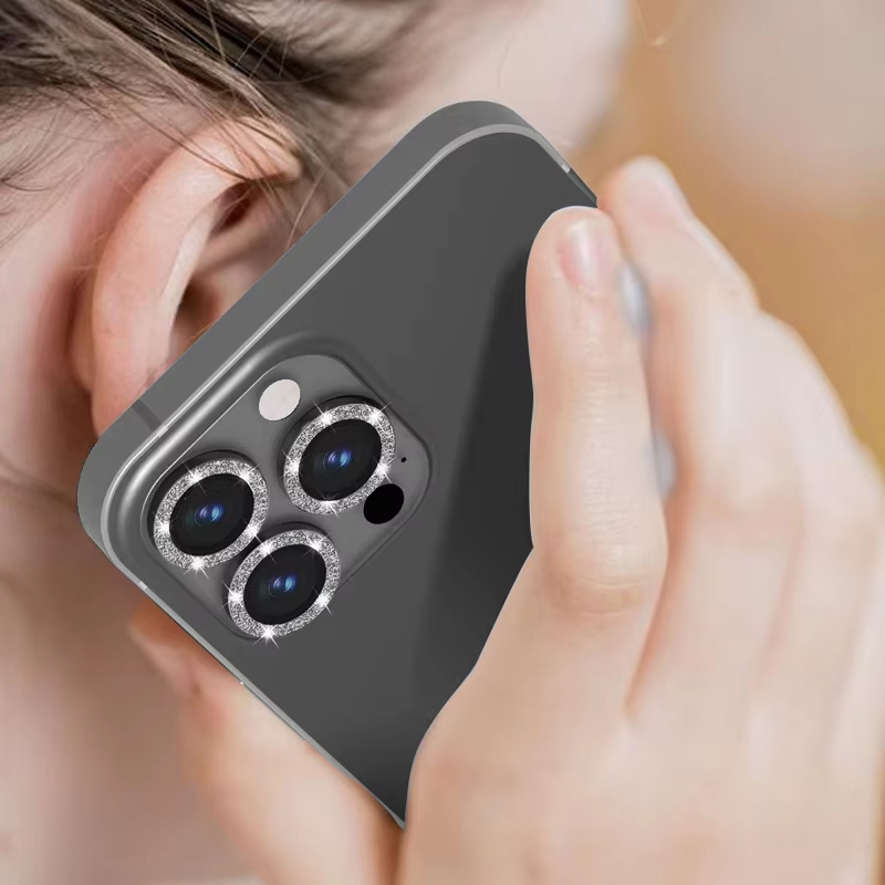 Защитное стекло с блёстками 9H для камеры iPhone 12-17 Pro Max