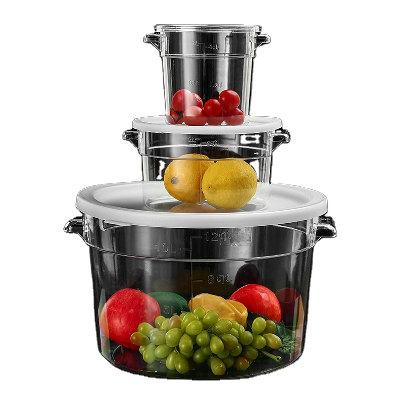 Прозрачные пластиковые контейнеры для хранения еды с мерной шкалой