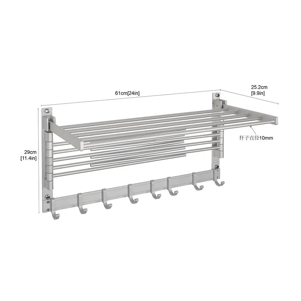 Wall Mounted Foldable Aluminum Bathroom Towel Rack