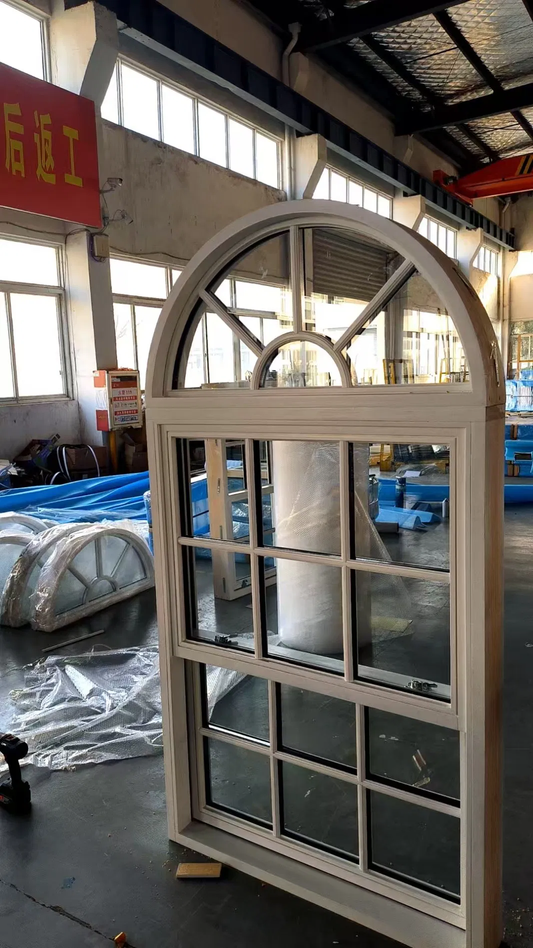 Solid Wood Double Glazing Window Single Hung Window Arch Design