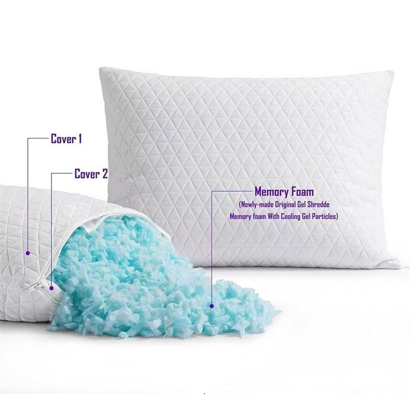 Excellent Comfort Shredded Memory Foam Firm Gel Pillows for Head Neck