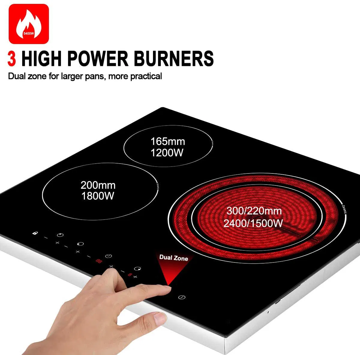 60CM Ceramic hob with 3 hobs/cooking zone with CB and CE certification