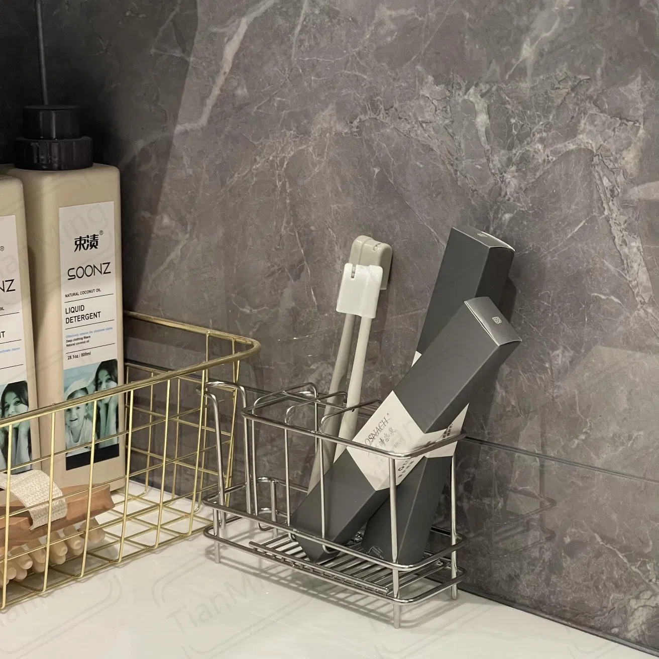 Stainless Steel Toiletries Rack Toothbrush Rack for Bathroom