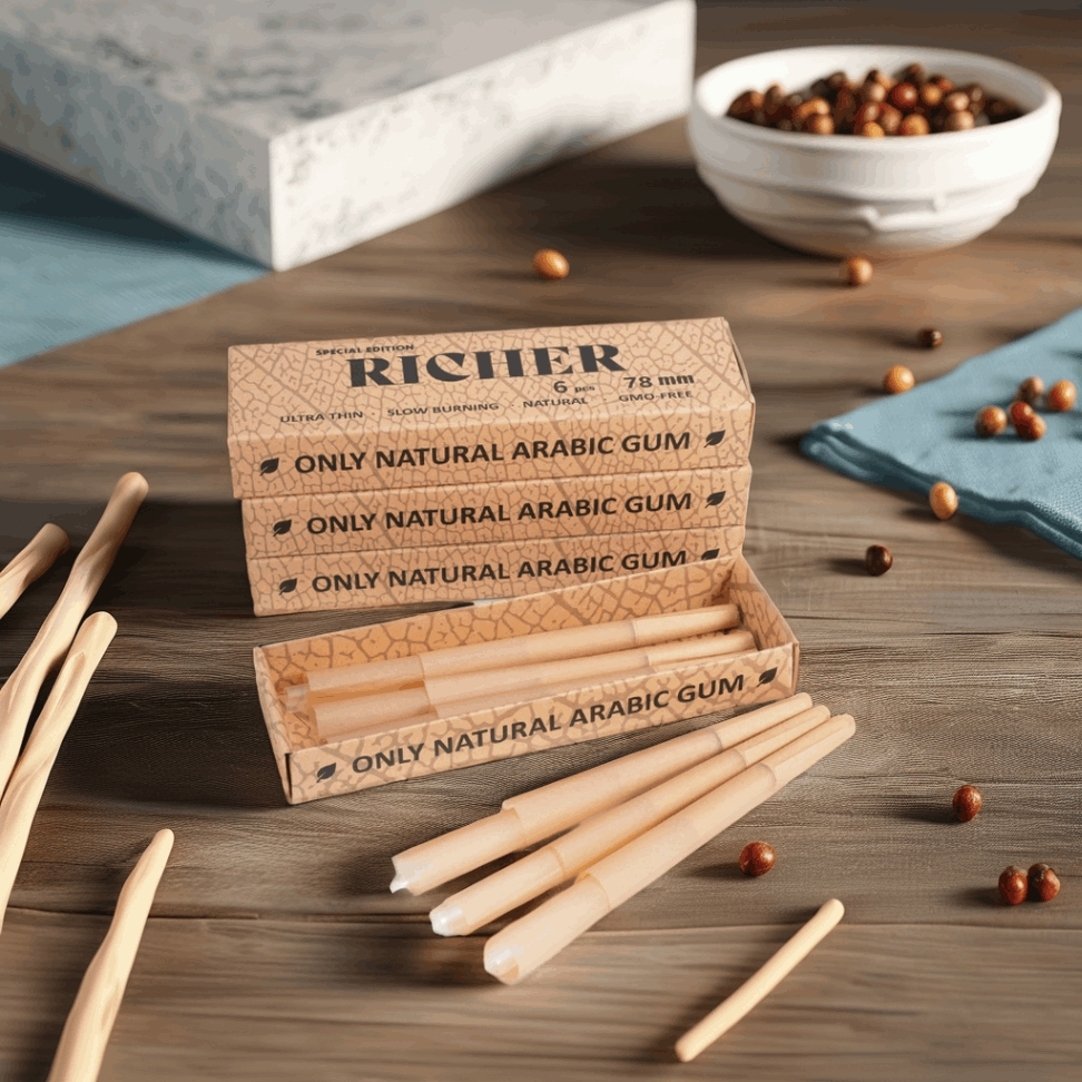 100% Organic Custom Logo Pre 1 1/4 Rolling Smell Child Proof Natural Brown Raw Papers Cones Rolls Wraps with Tips