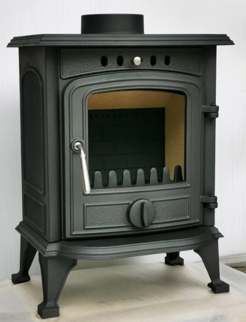 Compact Hybrid Cast Iron Wood Stove for Efficient Heating