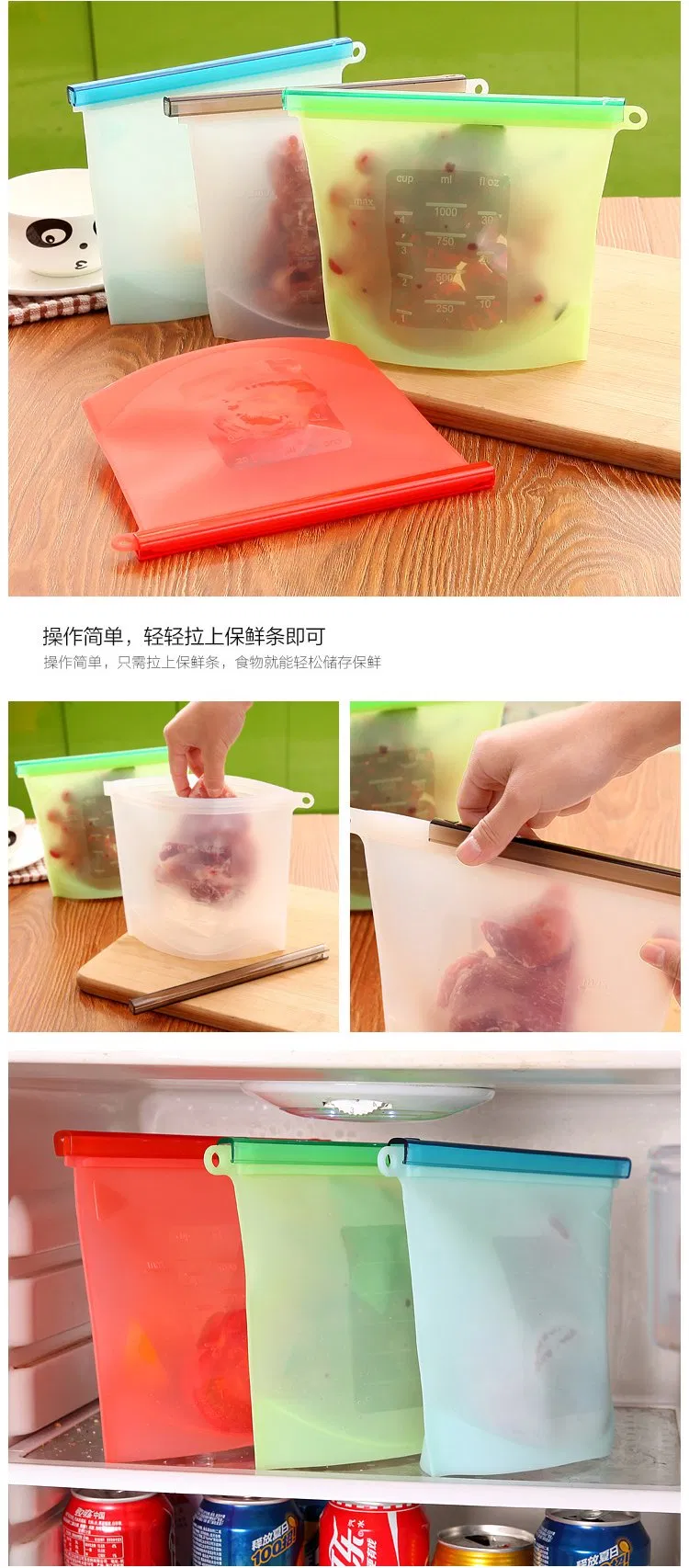 500ml Silicone Food Containers Storage Bag