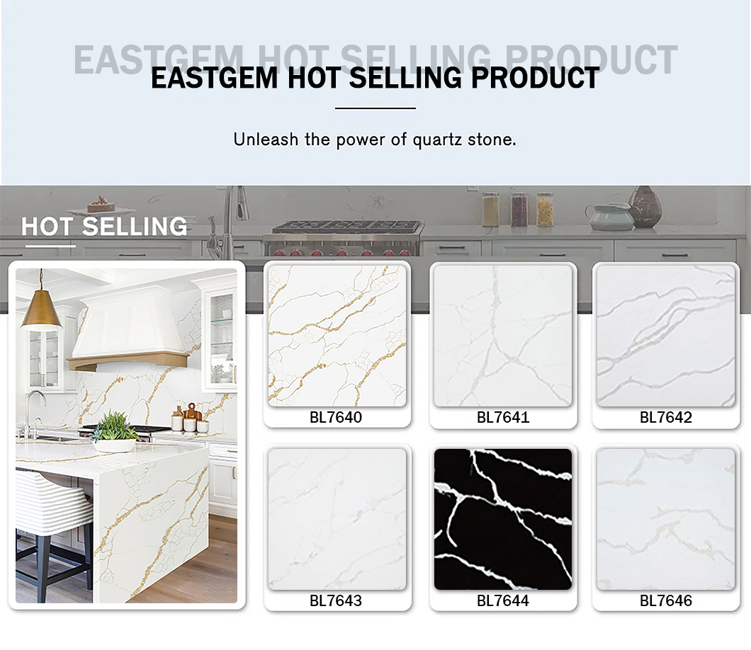 Eastgem's Premium Quartz Stone Slabs, Durable and Stain-Proof, Excel as Kitchen Countertops.