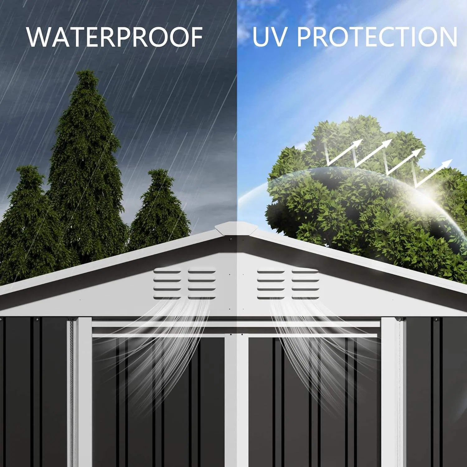 6*9FT Strong Backyard Home Shed Built as Safeguarded Tool House Generous Storage Shed and Stylish Garden Shed Solution