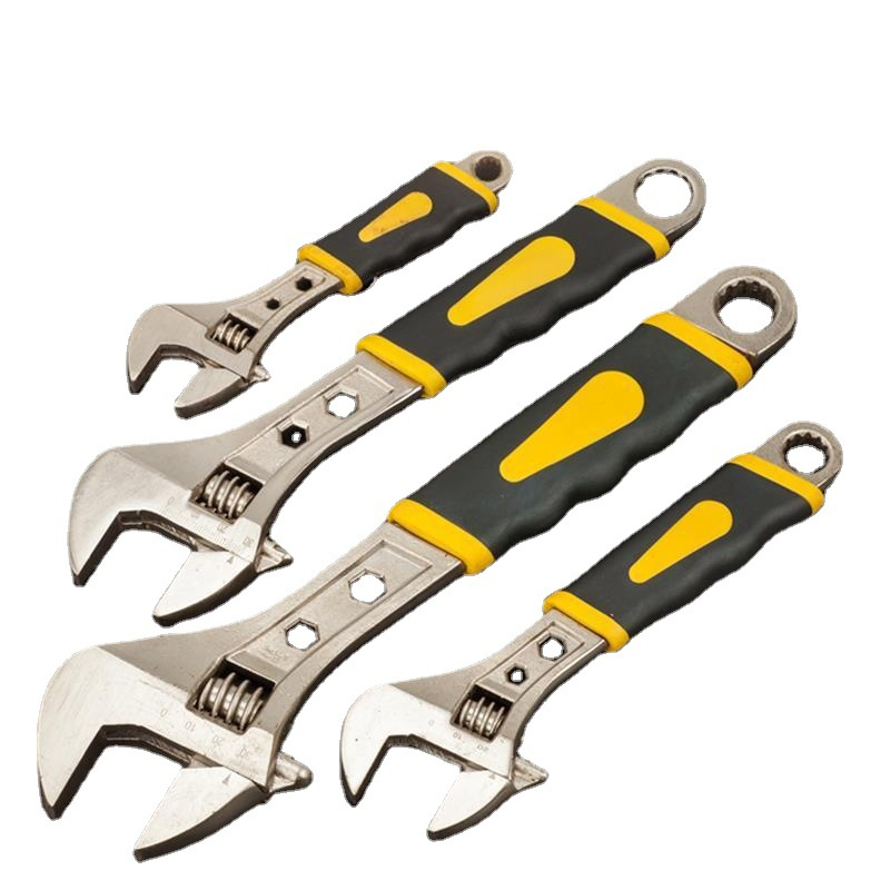 Hautine High Quality Adjustable Wrench W/Double Color TPR Handle
