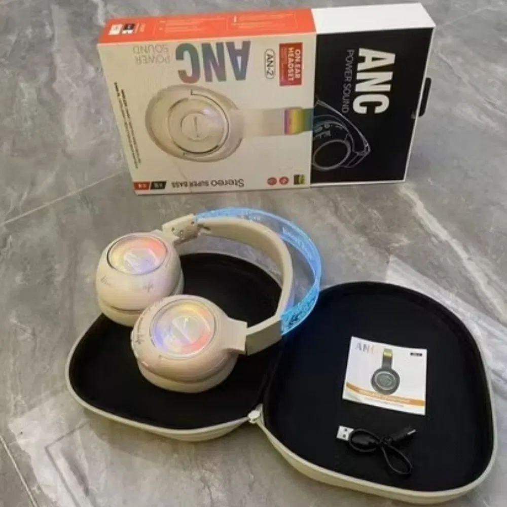 Накладные Bluetooth-наушники ANC с RGB-подсветкой и кейсом