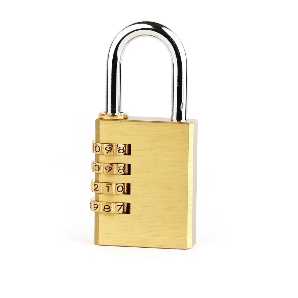 Polished Brass Password 4-Digit Luggage Combination Padlock for Drawer
