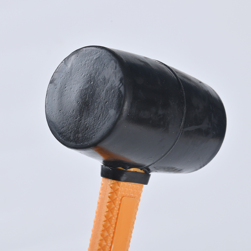 Construction Tools White/Black Rubber Hammer with Fiberglass Handle