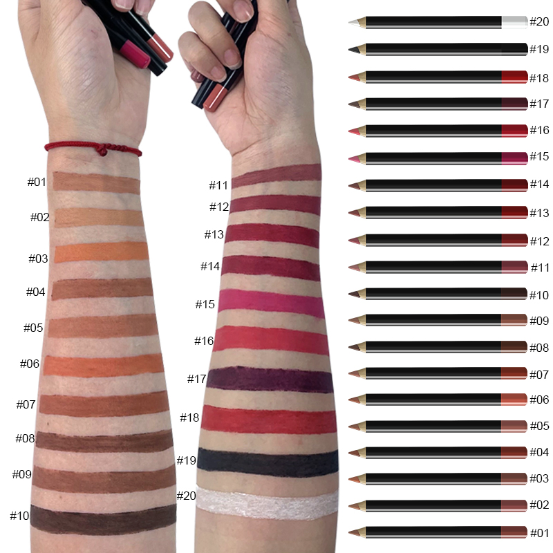 Private Label Custom Waterproof Lipliner Best Nude Natural Lip Liner Thick Wooden Lip Liner Pencil