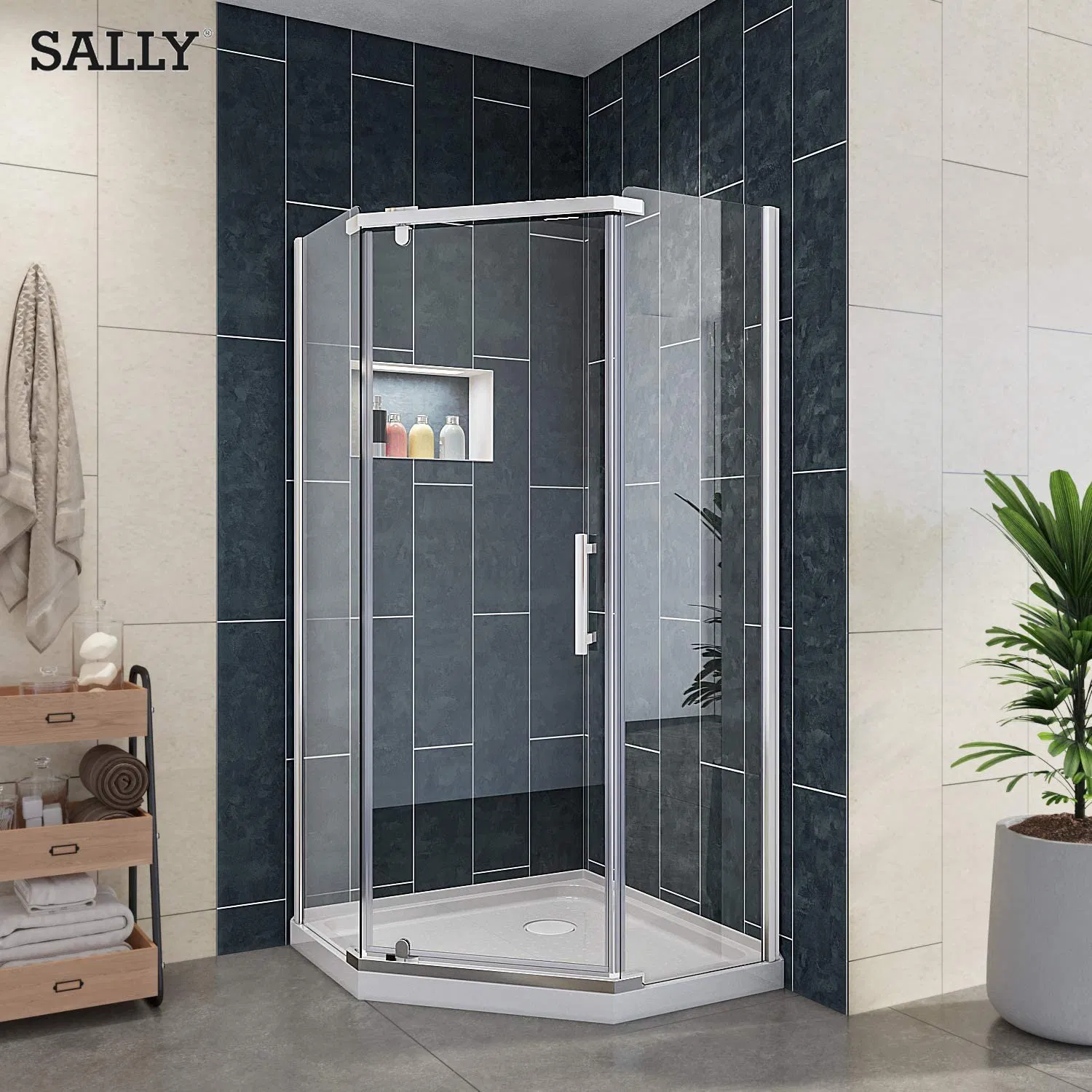 Neo Angle Bathroom 38X38inch Corner Entry Hinge Shower Cabinet Shower Enclosure