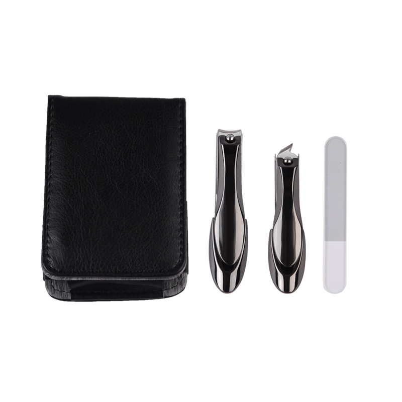 New High Quality Manicure Pedicure Set Sharp Stainless Steel Black Nail Clipper Kit with Nail File