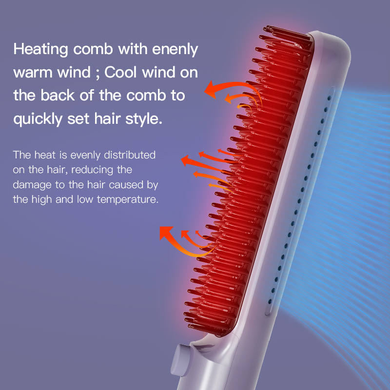 Airflow Ceramic LCD Heated Hair Straightening Hair Curling Brush