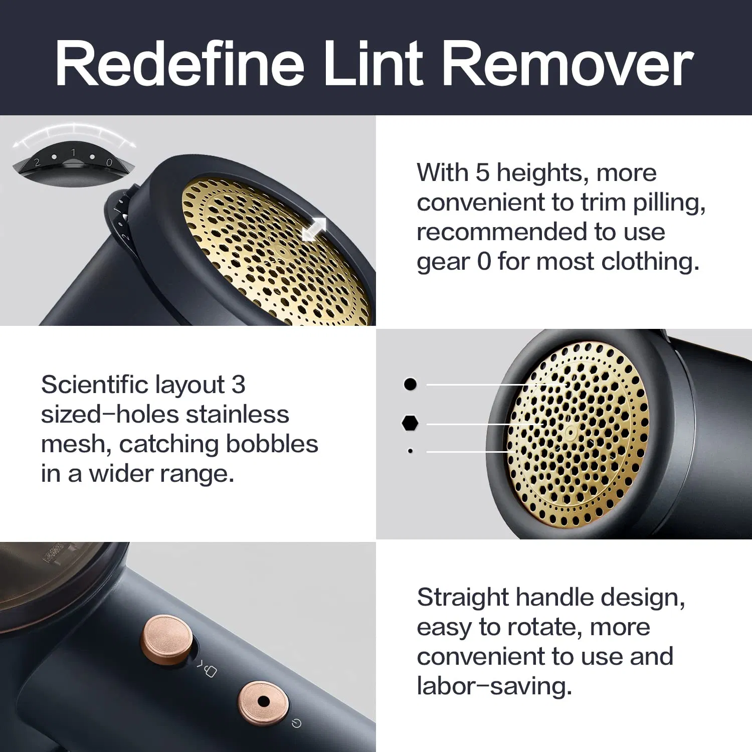 5-Gears 3-Blades USB-Electric Pills Fuzz Clothes Fabric Sweater Shaver Rechargeable Lint Remover