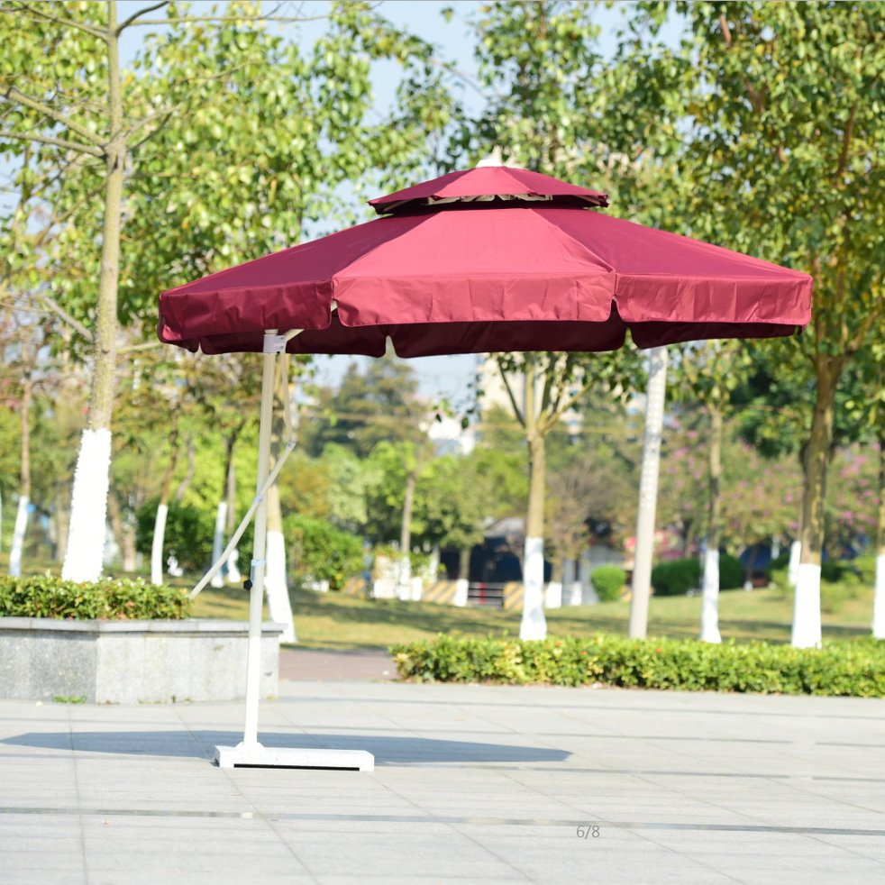 Excellent Big Outdoor Side Pole Roma Garden Umbrella Double Top