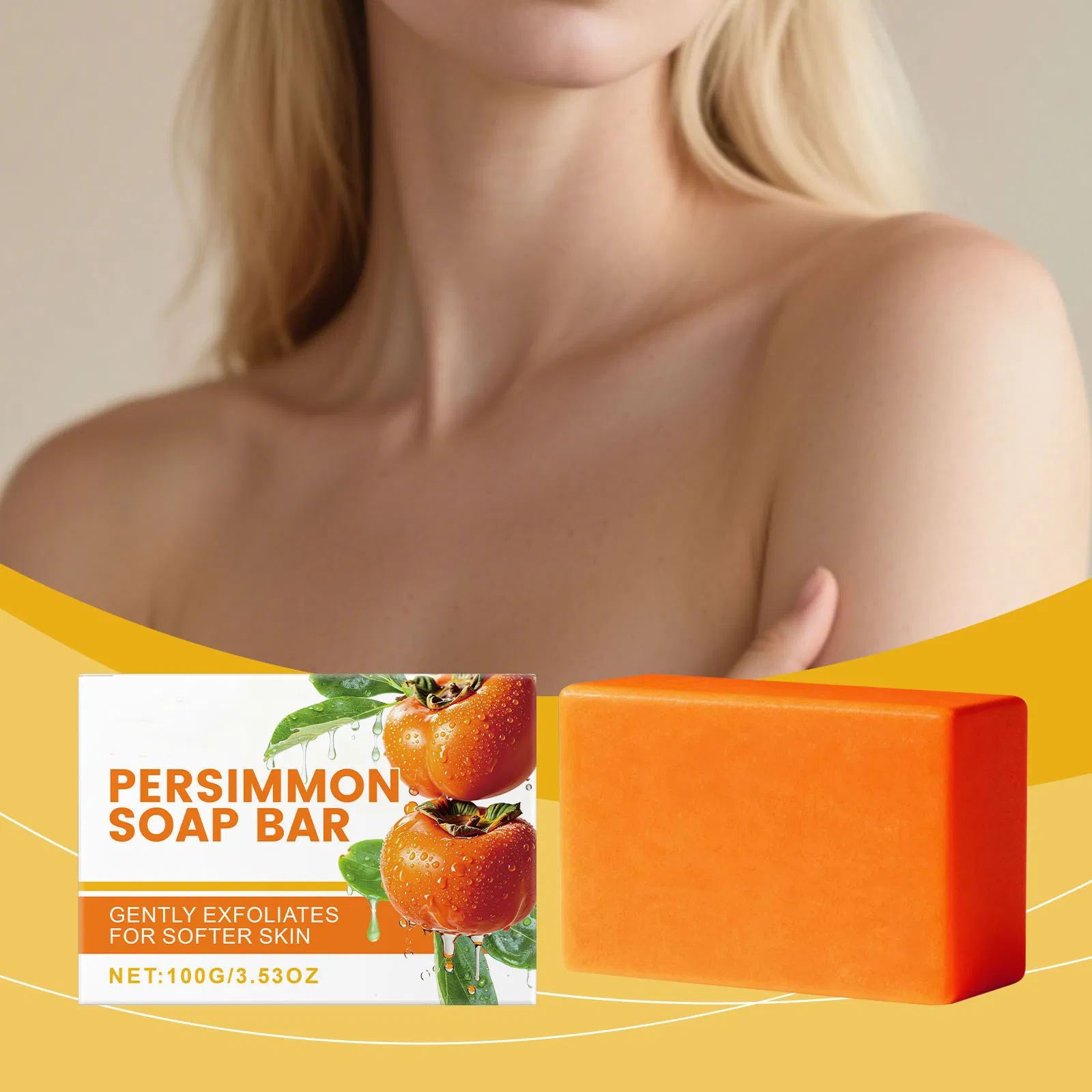 Herbal Turmeric Persimmon Whitening Exfoliating Soap for Acne Control Dark Spots and Skin Repair