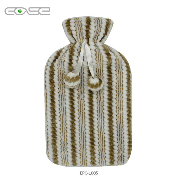 Soft Stripe Plush Hot Water Bottle for Ultimate Comfort