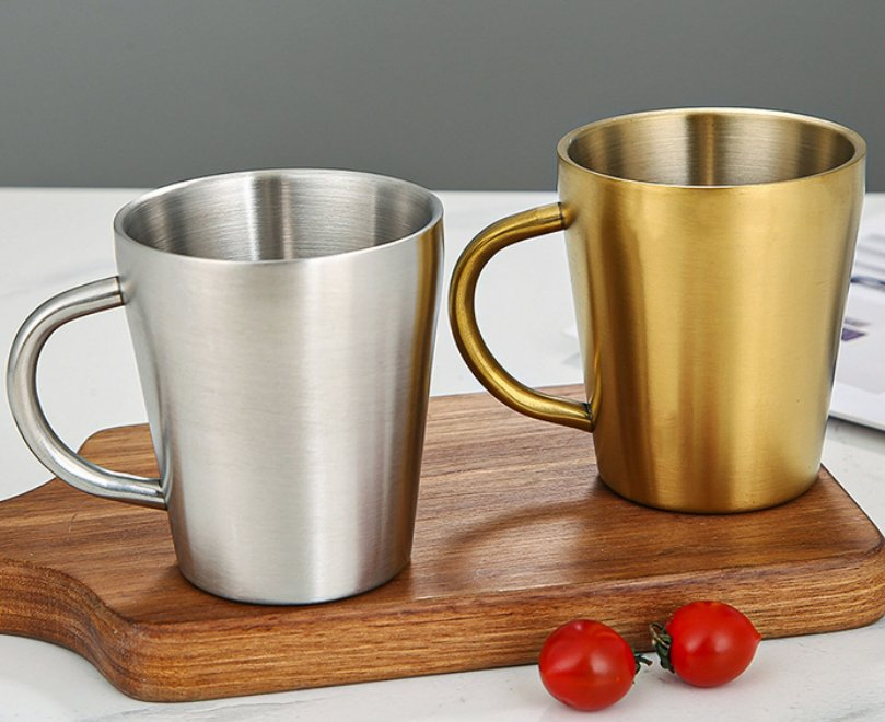 Eco-Friendly 300ml Stainless Steel Silver Gold Customized Beer Coffee Milk Tea Drinking Cup Camping Travel Mug