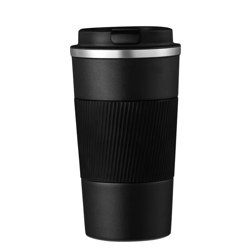 Custom Engraved Logo Cross-Border 304 Stainless Steel & Leather Coffee Cup for Travel Vacuum with Silicone Cover